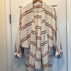 Dusty Rose Striped Soft Cotton Sweater